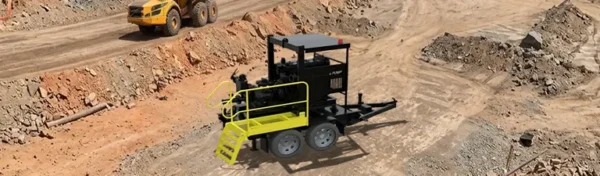 Liquimech vehicle access platform enabling undercarriage and wheel cleaning before site departure