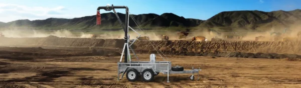 Liquimech water standpipe with wheels for mobility, providing on-demand water access for mining or civil works operations