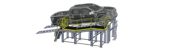Liquimech wheel wash for light vehicle with ramp for construction sites reducing debris on public roads and site entrances