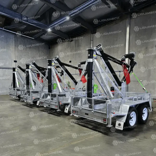 Mobile-J-stand-water-fill-station-on-tandem-axle-trailer-for-dust-suppression-equipment-cleaning-and-remote-site-hydration