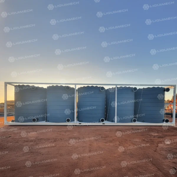 Modular cylindrical bulk water tank with reinforced base for stable and secure installation