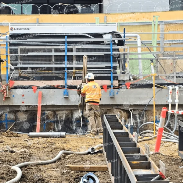 On-site Liquimech sediment tank system ensuring compliance with Australian water standards