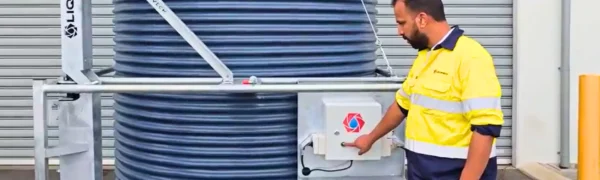 Operator controlling Liquimech dust suppression cannon via panel