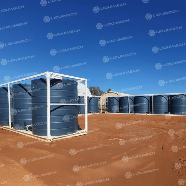 Portable Liquimech potable water tank with built-in pump for remote site water access
