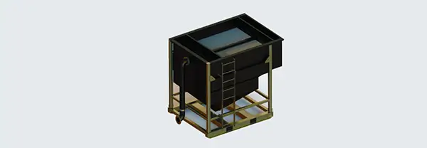 Render drawing of Liquimech High-performance clarifier tank to be used for tunnel and excavation dewatering