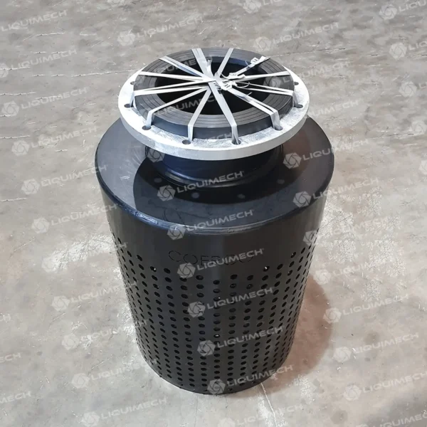 Robust Liquimech HDPE (poly) pump strainer designed to extend pump life and reduce maintenance.