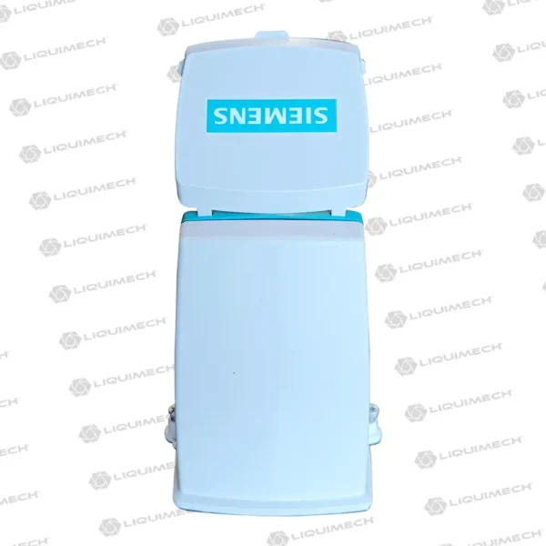 Siemens MAG 6000 electromagnetic flow meter with factory-installed sun cover and weatherproof display enclosure