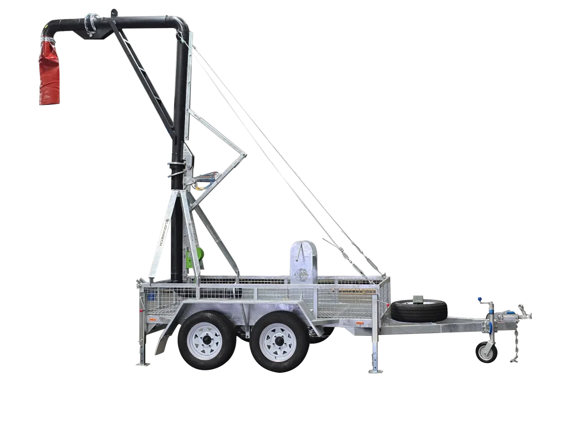 Smart Trailer Mounted J Stand Water Fill Station configured for remote job site water access with secure stabilisation
