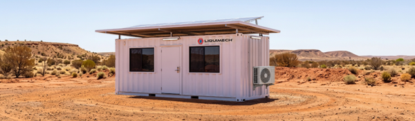 Solar-powered mine site hydration and respite container for remote Australian operations