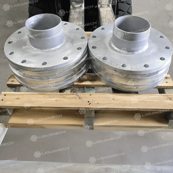 Steel blind flanges and special fittings by Liquimech used in piping applications