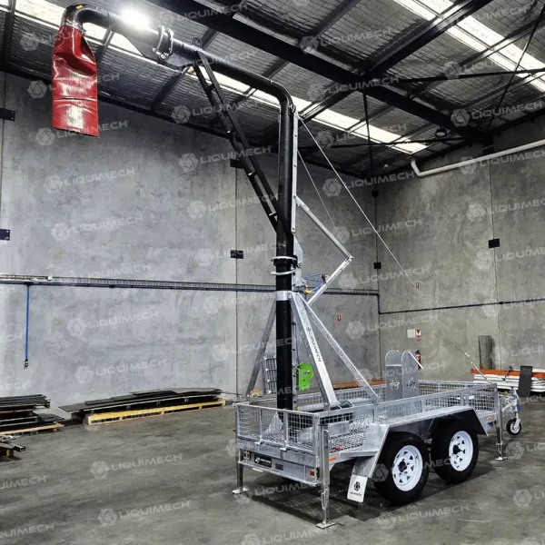 Trailer-mounted Liquimech HDPE standpipe water dispensing system