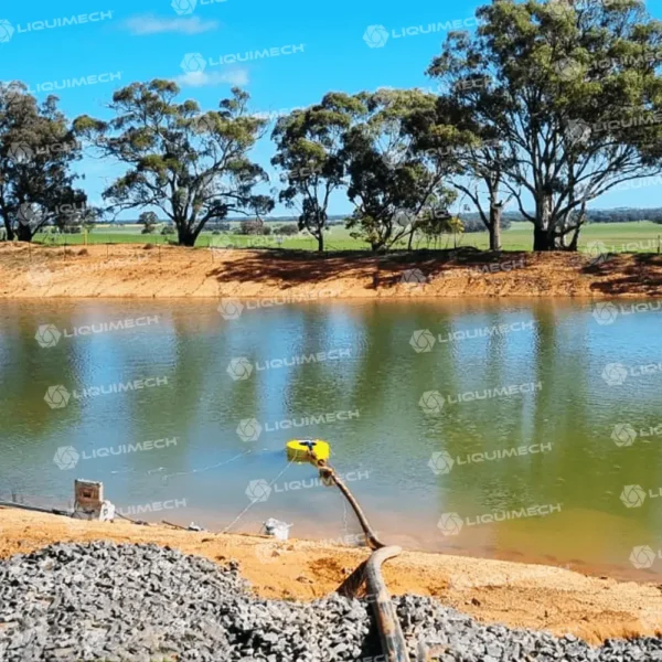 UV-stabilised donut pontoon floating pump in remote location
