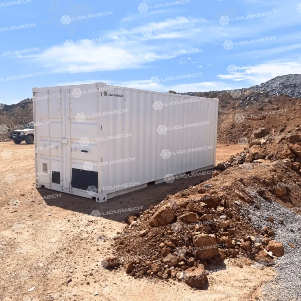 Water storage container tank installed on-site for industrial and construction water management.