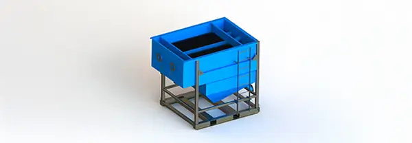 Water treatment clarifier tank with visible lamella plate configuration by Liquimech