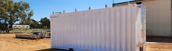 Weatherproof storage container for dangerous chemicals, ensuring safety and compliance with hazardous goods regulations.