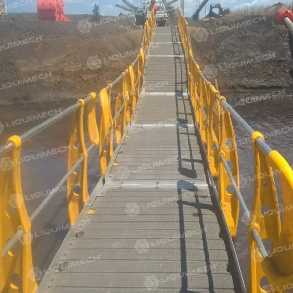 iquimech floating walkway with anti-slip walking surface for secure personnel access over water